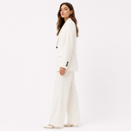 Women’s Ivory White Tailored Blazer with Black Buttons