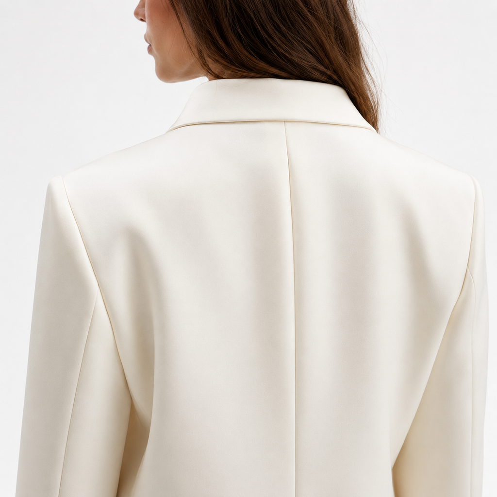 Women’s Ivory White Tailored Blazer with Black Buttons