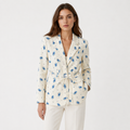 Women's Cream Floral Belted Blazer – Blue Print