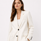 Women’s Ivory White Tailored Blazer with Black Buttons