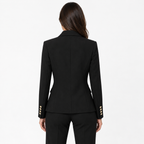 Women’s Black Double-Breasted Blazer with Gold Buttons