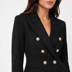 Women’s Black Double-Breasted Blazer with Gold Buttons