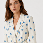 Women's Cream Floral Belted Blazer – Blue Print