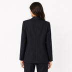 Women's Double-Breasted Pinstripe Blazer – Navy Blue